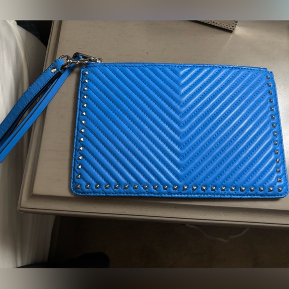 Rebecca Minkoff Handbags - Rebecca minkoff studded blue iris leather chevron quilted wristlet clutch bag